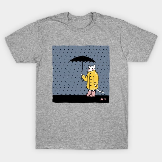 Rainy Cat T-Shirt by seaeyedraw